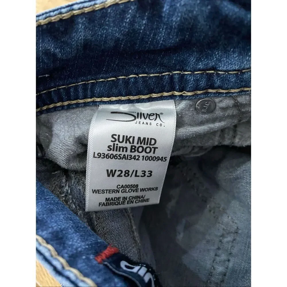 Silver Suki Fluid Boocut Womens Denim Jeans Sz 28